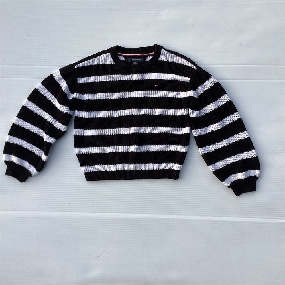 Tommy‎ Hilfiger Kids' Nautical Stripe Sweater Black Size 6-7 Casual